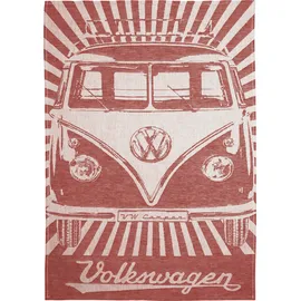 BRISA VW Collection - Volkswagen Geschirr-Abtrocken-Küchen-Handtuch-2er Set im T1 Bulli Bus (Samba/Streifen/Rot)