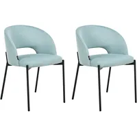 Beliani Esszimmerstuhl 2er Set PENNY Stoff Hellblau