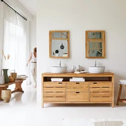 Waschtisch Waschbeckenschrank Bad 165cm Unterschrank massiv Holz Eiche Badmöbel