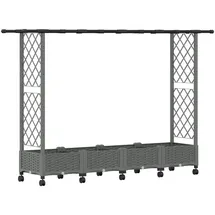 vidaXL Hochbeet mit Rankgitter und Dach 203 x 40 x 127 cm Hellgrau