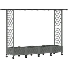 vidaXL Hochbeet mit Rankgitter und Dach 203 x 40 x 127 cm Hellgrau