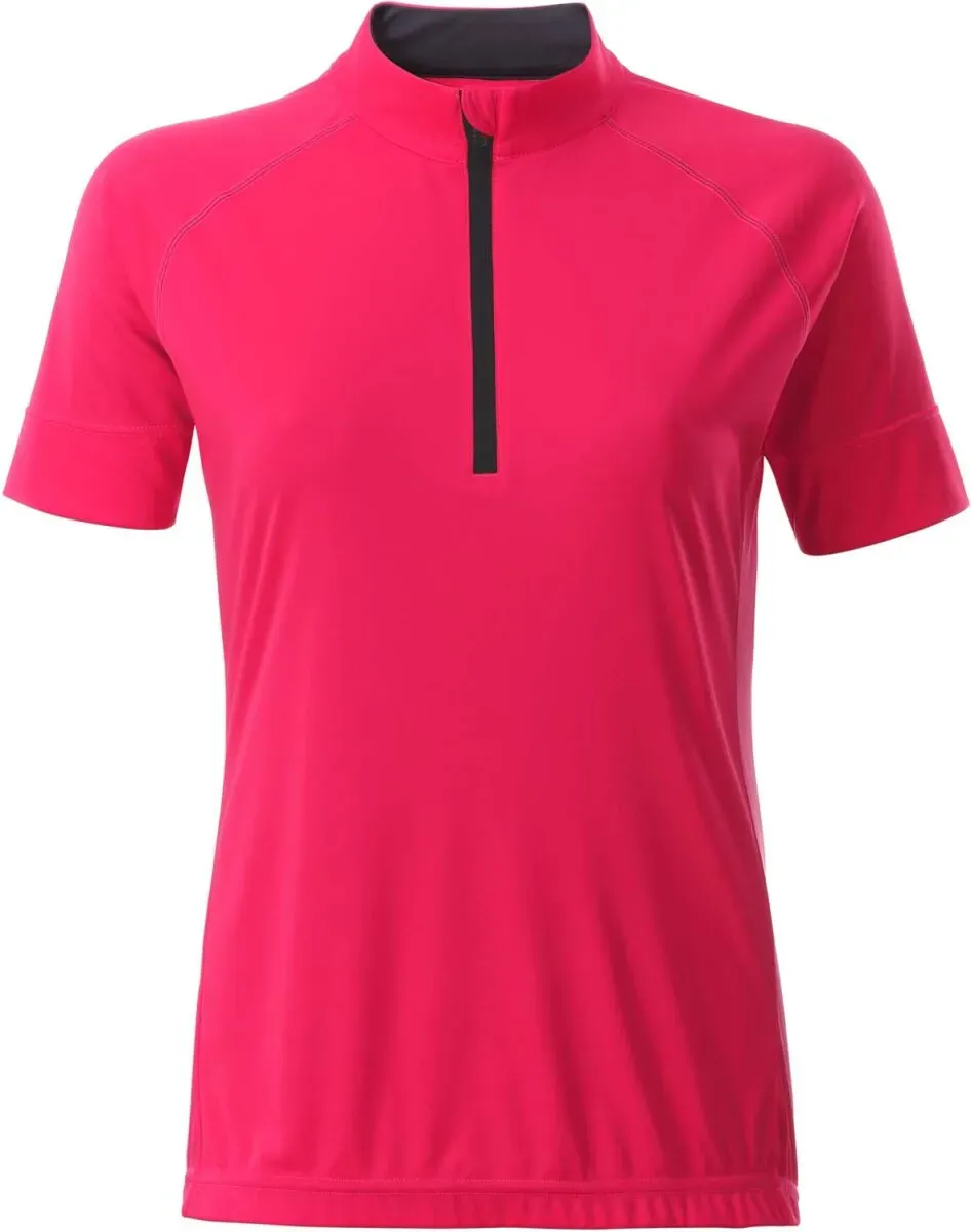 James & Nicholson Damen Radtrikot T-Shirt JN513 bright pink/titan S