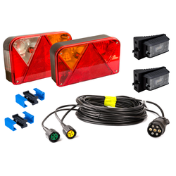 Lichtset: DOBPLAST Rücklichter + DOBPLAST LED-Seitenlichter + MANTES 7m 7-PIN Kabelbaum + Schnellverbinder