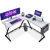 LuxusKollektion Gaming Schreibtisch L-Form mit Monitorständer Carbon Weiß 127 x 127 cm