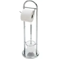 Testrut axentia WC-Garnitur Emil in Silber, WV-Bürstenhalter mit WC-Papierrollenhalter aus Eisen, rostfreies WC-Accessoire verchromt, Edelstahloptik