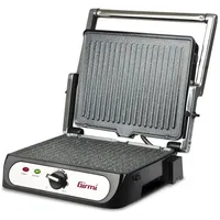 Girmi BS41 Kontaktgrill, 2000 W, Edelstahl, Antihaftbeschichtung, Abnehmbare Platten, Schwarz/Silber.