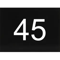 Nummernschild selbstklebend, 40 x 30 mm, Type 45, Kunststoff schwarz glänzend