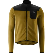 Gonso Radtrikot GONSO "Adventure Jersey Fleece M", Herren, Gr. L, gelb (senf), 100% Polyester (Recycelt), hoch geschlossener Ausschnitt, Trikots, Herren Fahrradtrikot langarm, weiches Fleece-Material, Full-Zip Trikot