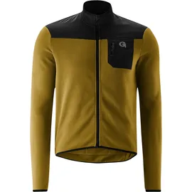 Gonso Radtrikot GONSO "Adventure Jersey Fleece M", Herren, Gr. L, gelb (senf), 100% Polyester (Recycelt), hoch geschlossener Ausschnitt, Trikots, Herren Fahrradtrikot langarm, weiches Fleece-Material, Full-Zip Trikot