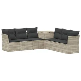 vidaXL Sofa Set 7-tlg. Hellgrau/Dunkelgrau Polyrattan/Stahl
