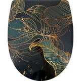 WC-Sitz ADOB "grüne Blätter", grün (blätter, weiß), B:36cm L:45,5cm, Thermoplast, WC-Sitze, mit Absenkautomatik, zur Reinigung abnehmbar