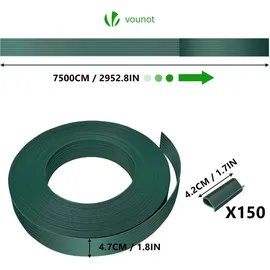 VOUNOT Sichtschutzstreifen 75 x 4,7 cm Grün PVC 150 St.