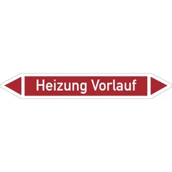 Rohrleitungskennzeichnung, Heizung Vorlauf, Einzeletikett, Folie - DIN 2404 - 100x15 mm Folie selbstklebend