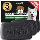 KELEBS Hundeshampoo Sensitiv | Fellpflege Hund | hundeshampoo welpen | Beruhigende natürliche Hunde Shampoo Seifenstücke | mit Lavendel Öl & Haferflocken | Vegan | 3er Pack (Charcoal)