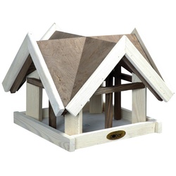 DOBAR Vogelfutterhaus, für Vögel, Kiefernholz, weiß/braun