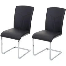 Mendler 2er-Set Esszimmerstuhl HWC-F36, Freischwinger Küchenstuhl Konferenzstuhl ~ Kunstleder, schwarz