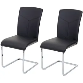 Mendler 2er-Set Esszimmerstuhl HWC-F36, Freischwinger Küchenstuhl Konferenzstuhl ~ Kunstleder, schwarz
