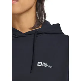 Jack Wolfskin "ESSENTIAL HOODIE W", Damen, Gr. XL (46), blau (schwarz, navy), Oberstoff: 100% BAUMWOLLE ; Kontrastmaterial 1: 95% BAUMWOLLE, 5% ELASTHAN; Kontrastmaterial 2: 100% BAUMWOLLE, Pullover Kapuzenpullover