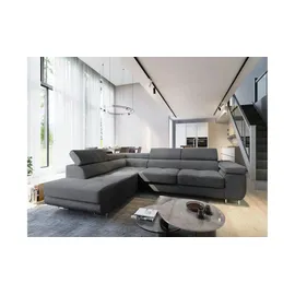 masseno Ecksofa APIRO L-S mit Schlaffunktion L-Form, Sofa mit Bettkasten, Wohnzimmersofa, Couch, Soffa, Bettsofa, Couchgarnitur- Graphitfarben, Kordstoff
