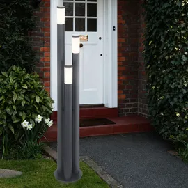 ETC Shop Säulenleuchte Edelstahl 170 cm E27 3er Set anthrazit
