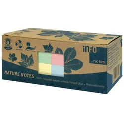 Print Inform Haftnotizen 5654-88BOX, Recycling, 75x75mm, 4-farbig sortiert, quadratisch 4044355772454 Print Inform 12 Block