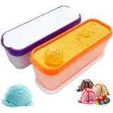 Gohytal Eisbehälter für Speiseeis, 2PCS Wiederverwendbare Hausgemachte Eiscreme-Behälter mit Silikon-Deckel Gefrierdosen Eis-Container BPA-frei für Selbstgemachtes Eis Sorbets Joghurt
