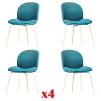 JVmoebel Esszimmerstuhl, Gepolsterte Esszimmer Stühle 4x Stuhl Gruppe Garnitur Stoff Design blau