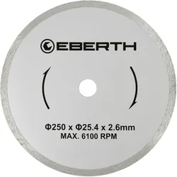 EBERTH Diamanttrennscheibe 250mm, für Gipsplatten, Fliesen & Ziegel