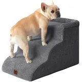 EHEYCIGA Hundetreppe für Kleine Hunde 35 cm Hoch, 3 Stufen, Grau