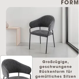 byLIVING Esszimmerstuhl Curve Stoff dunkelgrau 2er Set