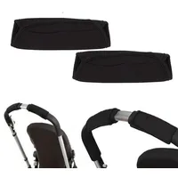 WKRTDY 2x Baby Kinderwagen-Griff Abdeckung - Universal Schutzhülle und Handschuhe für Kinderwagen-Armlehnengriff und -Bar - Stoßstangen-Abdeckung in Schwarz