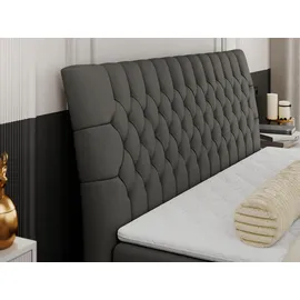 MKS Meble MKS Boxbett, Dunkelgrau, Textil, 2-Sitzer, H4, Rechteckig, 120x200 cm Schlafzimmer, Betten, Boxspringbetten