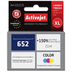 Activejet AH-652CR Tintenpatrone (Ersatz für HP 652 F6V24AE; Prämie; 21ml; farbe
