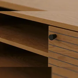 Mendler TV-Rack HWC-N78, Lowboard TV-Schrank, skandinavischer Stil Metall Holz Melamin MVG 50x150x40cm ~ natur