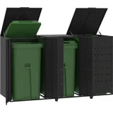 vidaXL Mülltonnenbox für 3 Tonnen Schwarz 207x79x117 cm Stahl