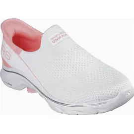 SKECHERS Go Walk 7 - Mia Weißes Textil, neonrosa Besatz, 37