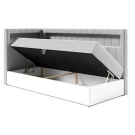 Fun Möbel Kinderbett Fabian 92 x 214 cm Holz hochglänzend braun/weiß