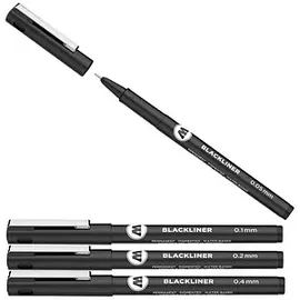 Molotow BLACKLINER SET 2 Fineliner-Set schwarz, 4 St.