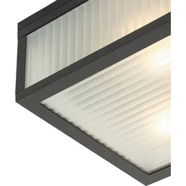 QAZQA AußenDeckenleuchte Aluminium Glas 2-flammig IP44 schwarz