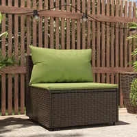 vidaXL Garten-Mittelsofa mit Kissen Braun Poly Rattan