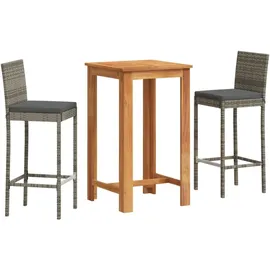 vidaXL Gartenbar-Set 3-tlg. Grau