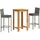 vidaXL Gartenbar-Set 3-tlg. Grau