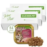 Lyra Pet 51 x 100 g Lecker.Pet® Leo's Feine Paté Reich an Huhn Katzenfutter Nassfutter Vollnahrung