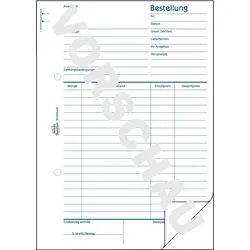 Avery Zweckform Bestellung, A5, 1 Bl. Blaupapier, teilweise gelocht, 1 Durchschlag, 2 x 50 Blatt