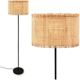 Briloner - Stehlampe Strohschirm, Ein/Aus Fußtaster, E27, max. 10W, Boho, aesthetic, Stehleuchte, Leselampe, Wohnzimmerlampe, Standleuchte, Dekolampe, 40 x 161 cm