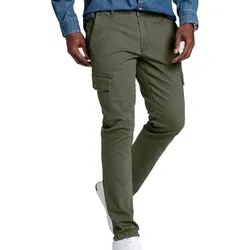 DELMAO Herren Cargo-Hose Baumwoll-Hose mit vielen Taschen Freizeit-Hose 1220 5704 Grün - W33/L32