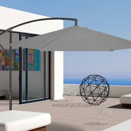 Relaxdays Ampelschirm Ø 300 cm grau inkl. Ständer und Schutzhülle