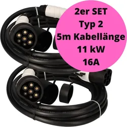 2x Typ 2 Ladekabel Elektroauto 5 Meter zum Laden für Hybrid & E Auto an Ladesäule IEC62196-2 Ladekabel 3 phasig mit 11 kW