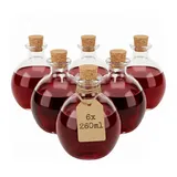 Relaxdays Glasflaschen mit Korken 6er Set 260 ml Transparent/Hellbraun