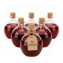 Relaxdays Glasflaschen mit Korken 6er Set 260 ml Transparent/Hellbraun